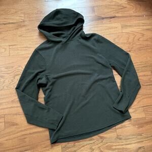 Lululemon Shift Stitch Dark Green Waffle Knit Hooded Sweatshirt Size Large
